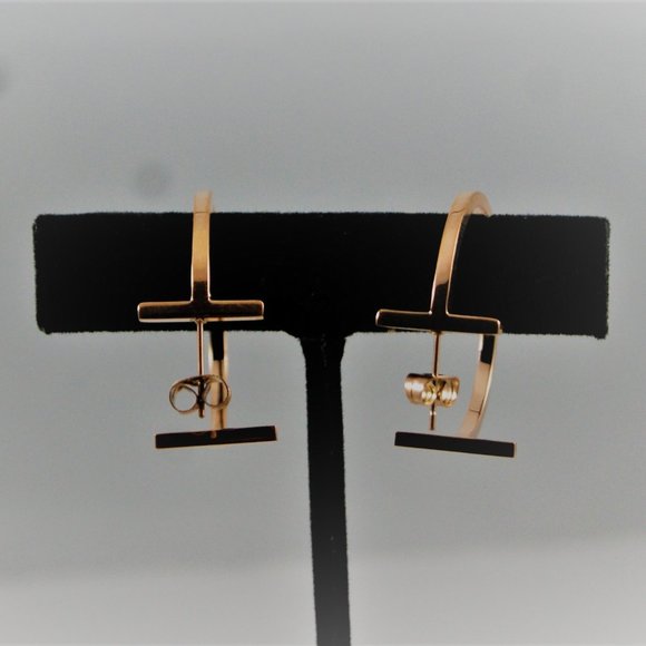 Cut Hoop Earrings | Rose Gold - New! - Picture 2 of 4